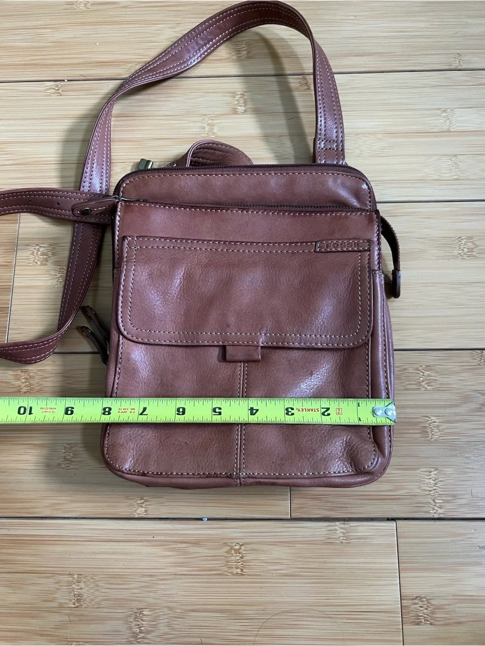 Fossil Crossbody Travel Purse Brown Tan Soft Leather Bag